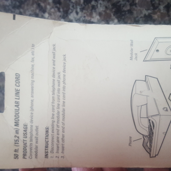 New 50 foot modular  telephone line cord to connect to modular wall cream - Picture 6 of 8